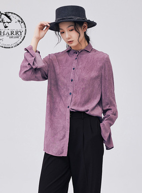 D-HARRY/迪哈利新款复古优雅通勤印花长袖衬衫DH233D96501D