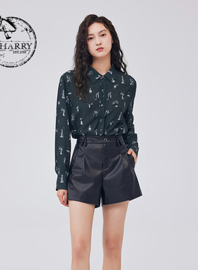 D-HARRY/迪哈利新款复古休闲通勤印花衬衫DH233D96331D