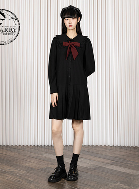 D-HARRY/迪哈利2025冬季新款学院风黑色长袖连衣裙DH254J62958T