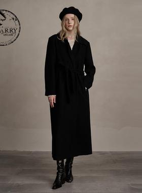 D-HARRY/迪哈利新款简约百搭保暖羊毛黑色大衣DH244F97881D