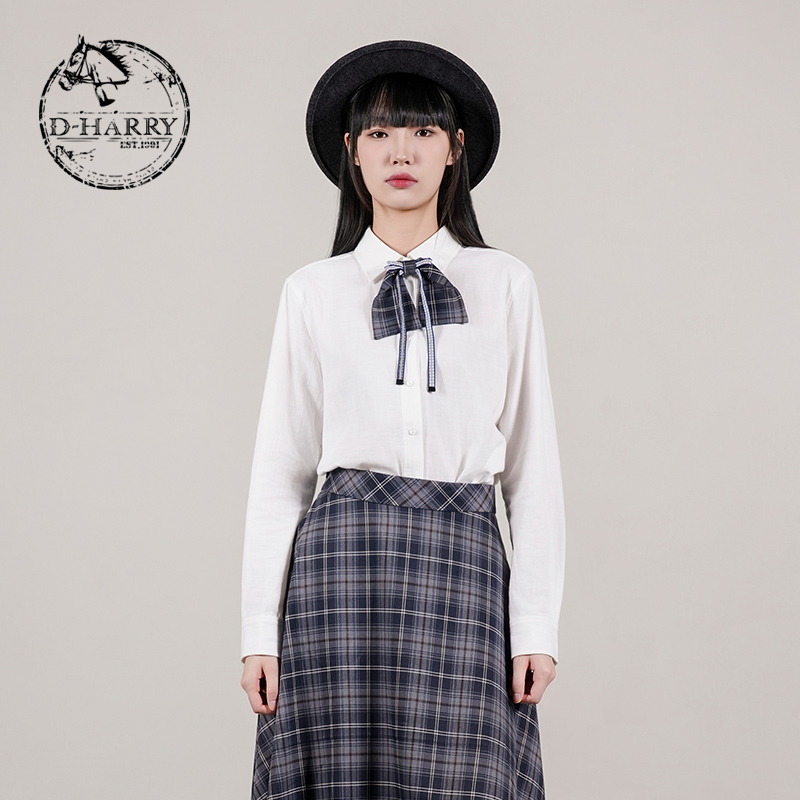 D-HARRY/迪哈利纯棉白色长袖衬衫