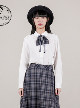 D-HARRY/迪哈利2025秋季新款学院风纯棉白色长袖衬衫DH253D62823T