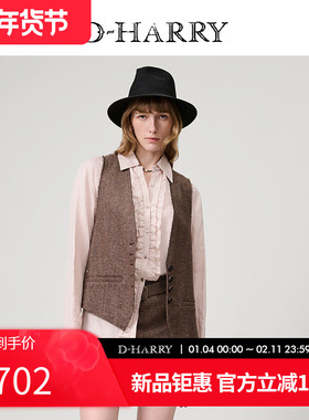 【明星同款】D-HARRY/迪哈利2025春秋新款复古马甲DH251Q90059D