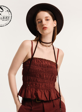 D-HARRY/迪哈利秋季新款复古不规则红色吊带DH243S97381D
