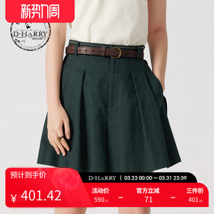 复古清凉墨绿色A字短裤 新款 迪哈利夏季 DH242L97150D HARRY
