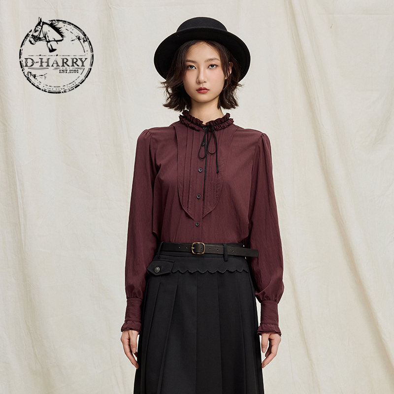D-HARRY/迪哈利深红色长袖衬衫