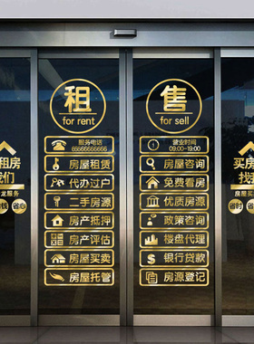 房产中介橱窗玻璃门贴纸广告字