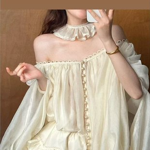 氣質薄款 一字肩超仙上衣短褲 高級感兩件套時尚 新款 套裝 女2025夏季