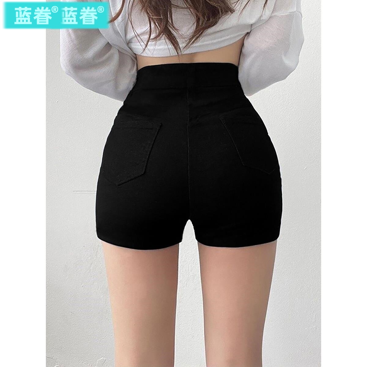 黑色短裤女夏外穿打底休闲裤紧身性感高腰包臀弹力小个子热裤春秋