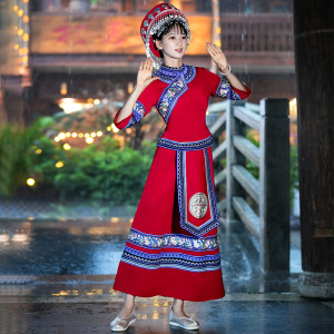 苗族舞蹈演出服壮族民族服装女湘西云南少数民族土家族节日舞蹈服