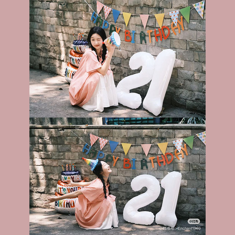 元气套装生日快乐彩旗拉旗儿童宝宝周岁派对装扮场景布置背景墙