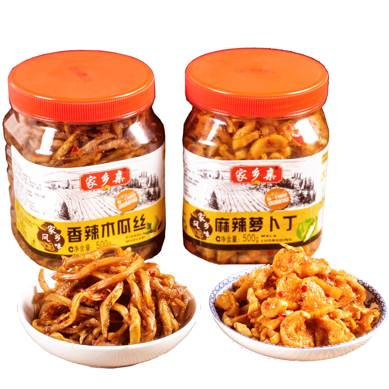 香辣木瓜丝500g麻辣萝卜干650g组合酱菜丁湖南自制下饭菜开胃咸菜
