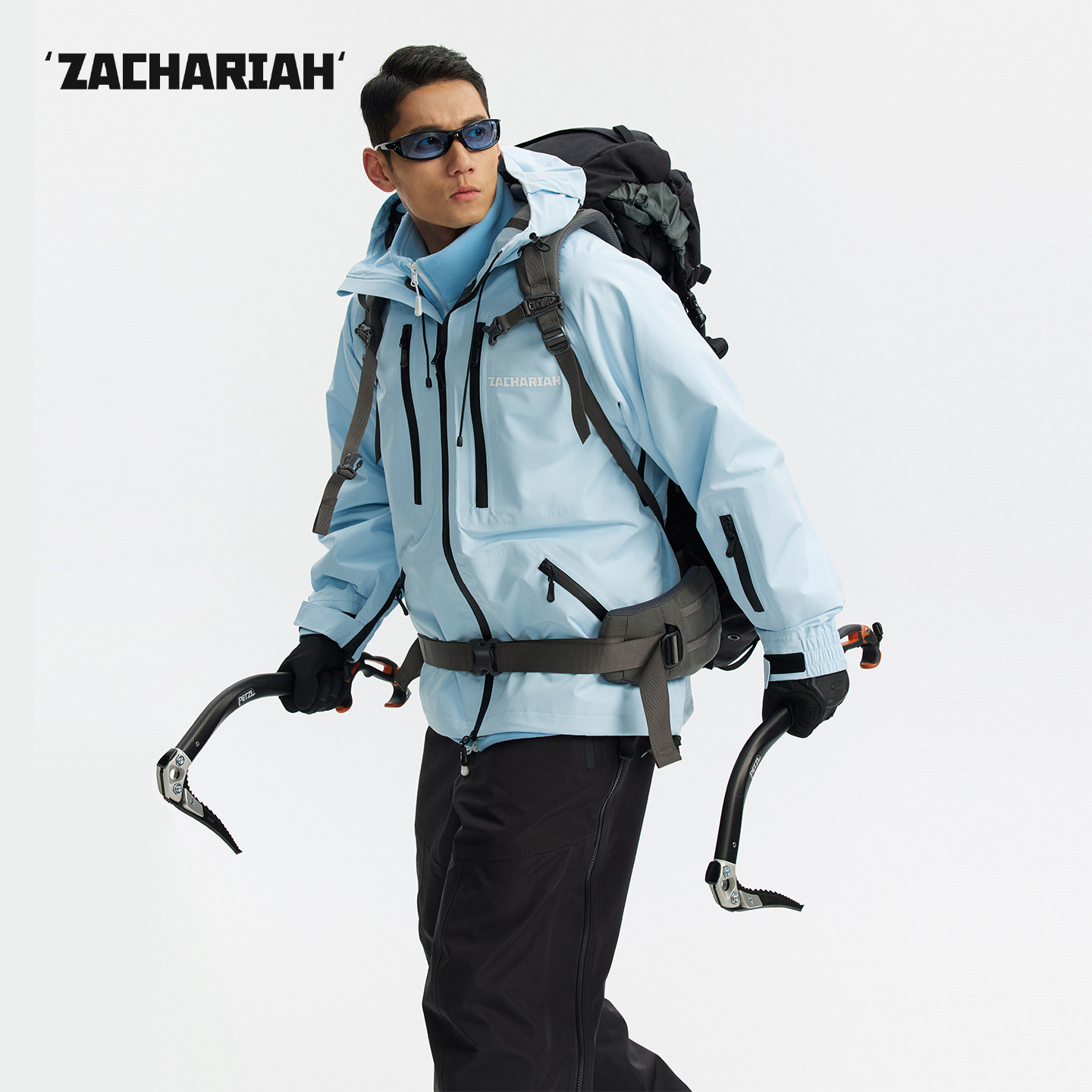 ZACHARIAH【Baby蓝】户外冲锋衣男款防风外套 硬壳薄款防水登山服图片