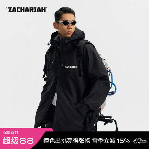 ZACHARIAH【武士黑】机能风户外冲锋衣防风防水硬壳薄款登山外套