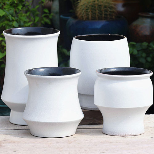 粗陶北欧风透气大口白色多肉花盆