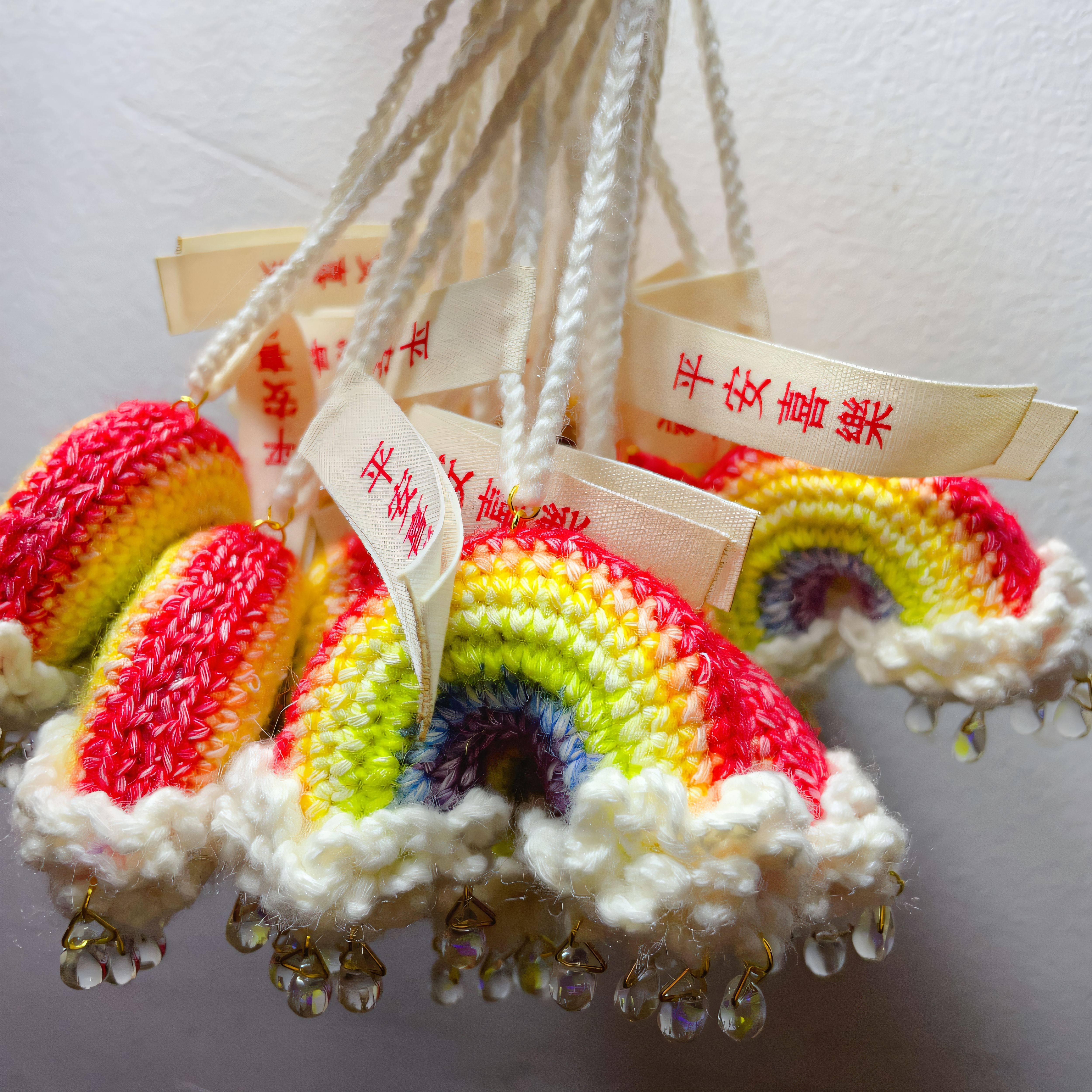 彩虹车挂汽车挂件针织毛线纯手工钩织后视镜装饰平安喜乐DIY礼物,服饰配件/皮带/帽子/围巾,DIY编织材料包,淘宝优惠券,粉丝福利购,淘宝优惠卷