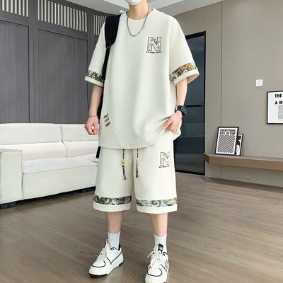 夏季新款高档男士短袖短裤套装