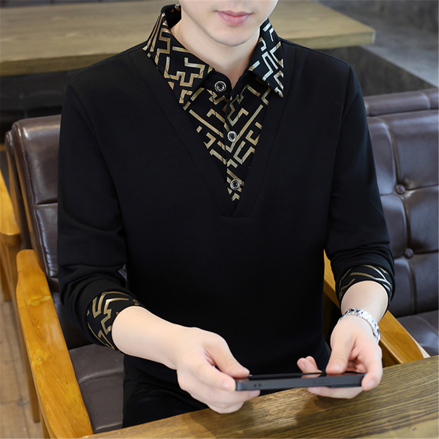 率动官网秋冬新款男士长袖T恤