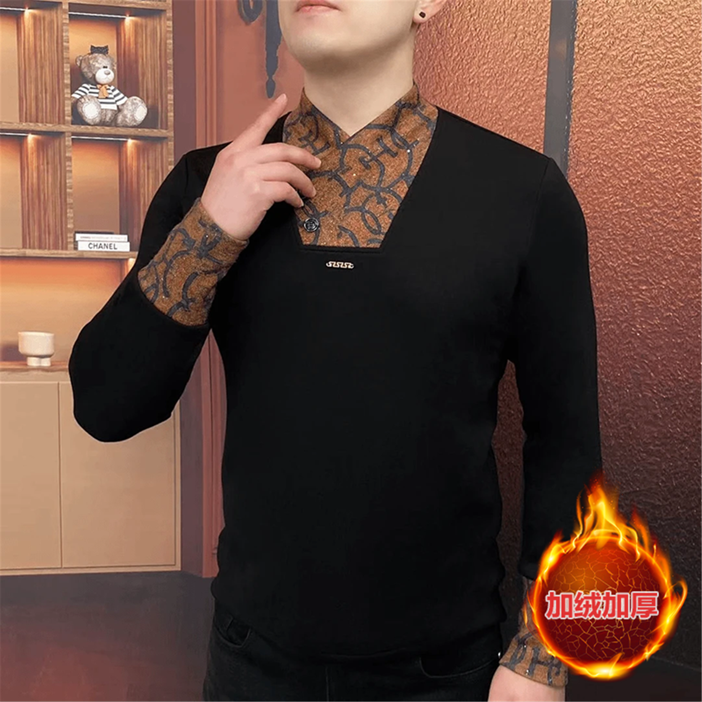 率动官网男士假两件加绒卫衣