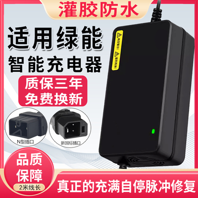 适用绿能电动车充电器48V12AH60V20AH72伏防水铅酸石墨烯快充通用