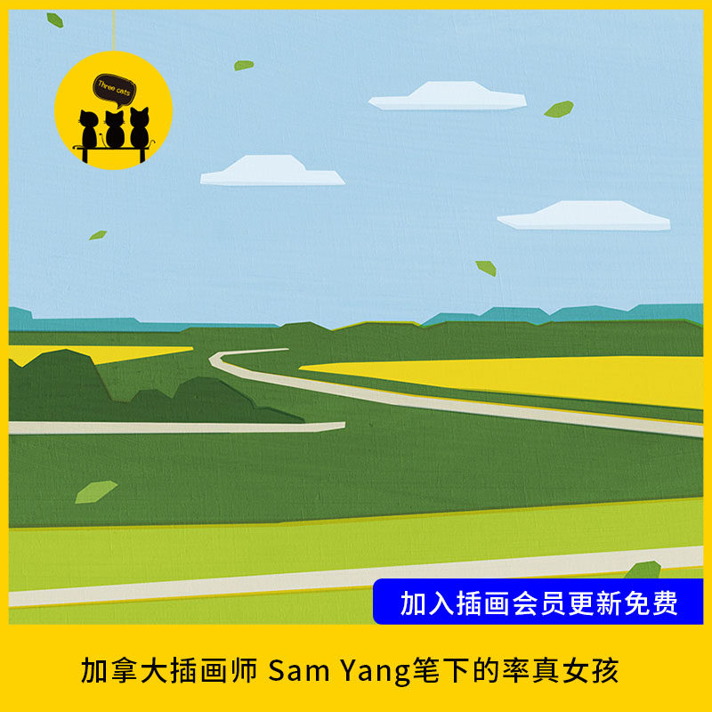 【1432】日本插画师taku bannai坂内拓柔和的色调简洁拼贴风格