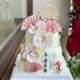 新中式 蛋糕装 饰蝴蝶兰兔宝宝周岁生日国风扇子木质屏风烘焙插牌