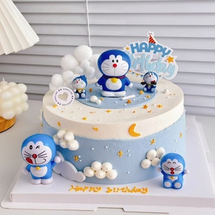 哆啦A梦蛋糕装 饰摆件机器猫叮当猫儿童男孩生日蛋糕烘焙配件插牌