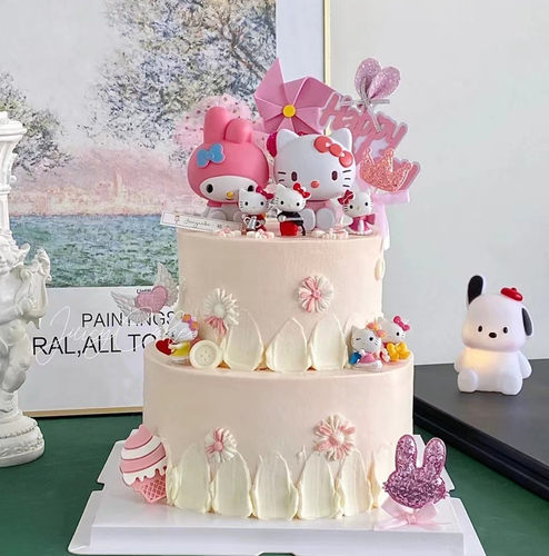 KT猫蛋糕装饰女孩生日装扮