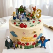 动物城蛋糕装 饰兔子警官尼克狐狸儿童生日蛋糕烘焙卡通装 扮插件