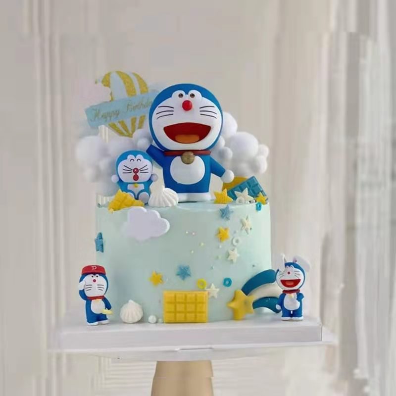 烘焙蛋糕装饰摆件蓝色叮当猫