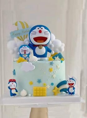 烘焙蛋糕装饰摆件蓝色哆啦a梦叮当猫机器猫 男孩生日甜品台插件