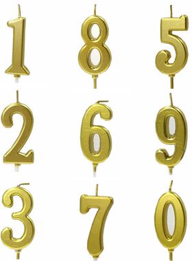 金色数字蜡烛 生日蛋糕数字蜡烛0-9 烘焙甜品装饰无烟PVC盒装蜡烛