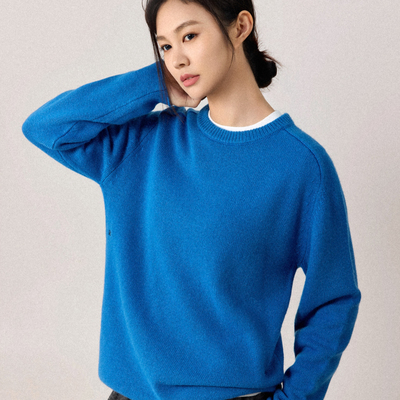 Forme Tome克莱因蓝羊毛圆领毛衣百搭显白高级宽松秋冬新款
