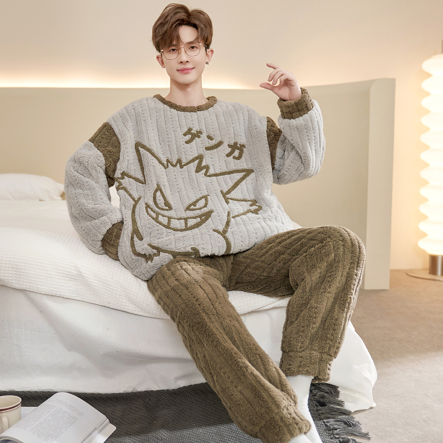 睡衣大码男士青少年冬天秋冬款加厚加绒珊瑚绒冬季学生家居服男款