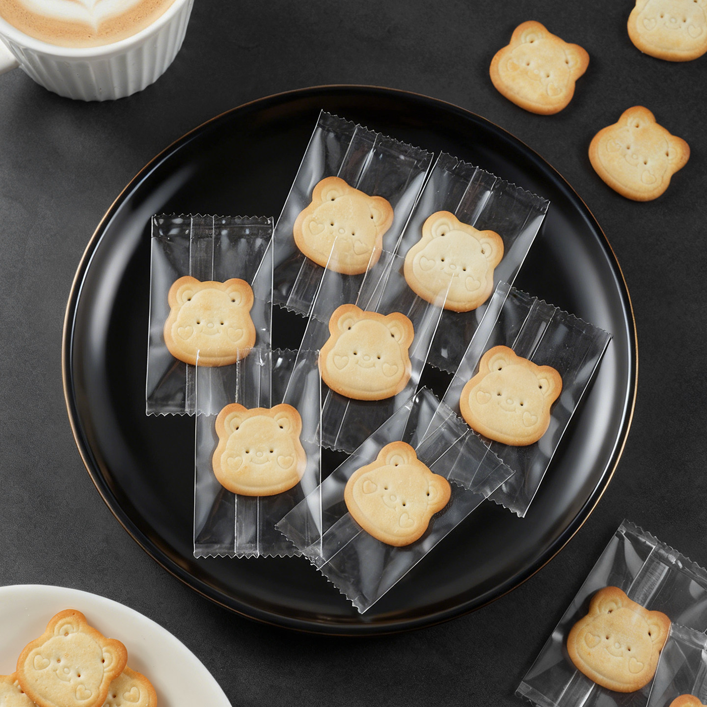 纽扣小饼干包装袋透明机封袋小熊曲奇夹心烘焙小袋子奶枣迷你糖果