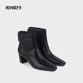 和诚行2025秋冬新款 0770204 高帮鞋 通勤舒适时尚 百搭粗跟女式