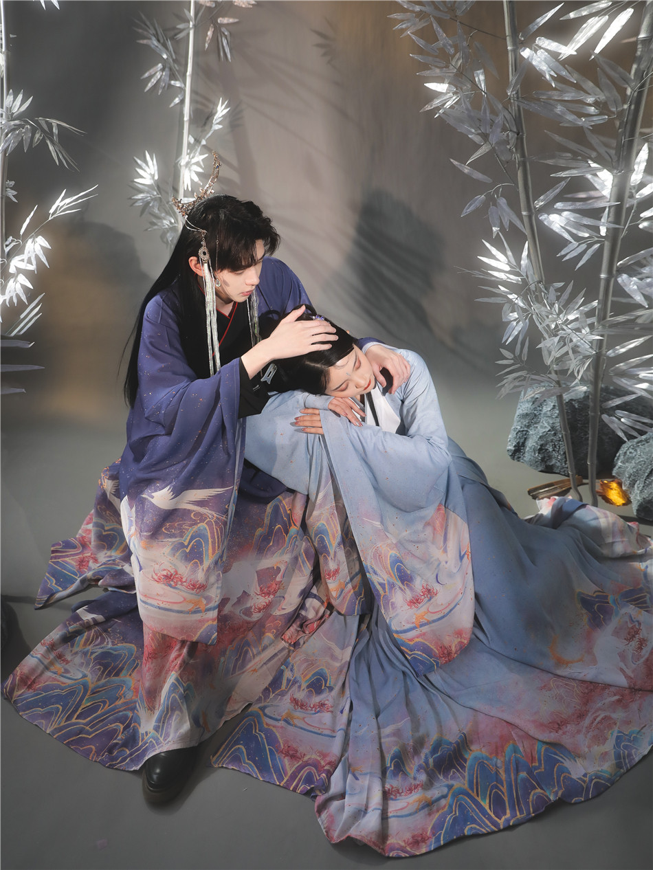 花雨辞(浣云间)原创汉服女交领齐腰襦裙印花刺绣日常春夏男女cp