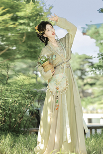 齊胸襦裙國風(fēng)套裝 花雨辭 原創(chuàng)設(shè)計(jì)漢服女唐褙子中式 夏季 浮生記