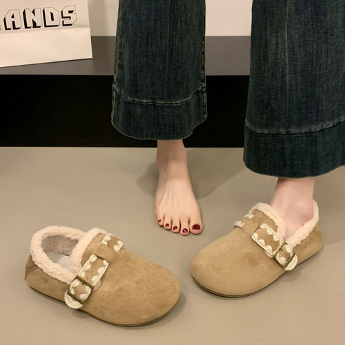 复古加绒加厚保暖平底博