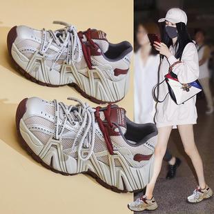 巨好看老爹鞋女款秋冬2025新款爆款加棉休闲运动厚底内增高女鞋子