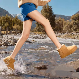 防水防滑厚底雪地靴女款冬季加绒加厚真皮女鞋2025新款大码棉鞋