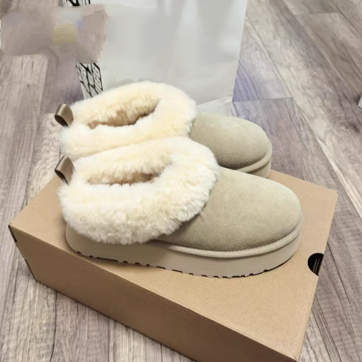 防水塔茨勒2025冬舒适休闲厚底一脚蹬雪地靴真皮保暖增高毛毛拖鞋