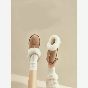 桑坡2025新款短筒雪地靴女冬季加绒加厚羊皮毛一体防滑保暖塔次特