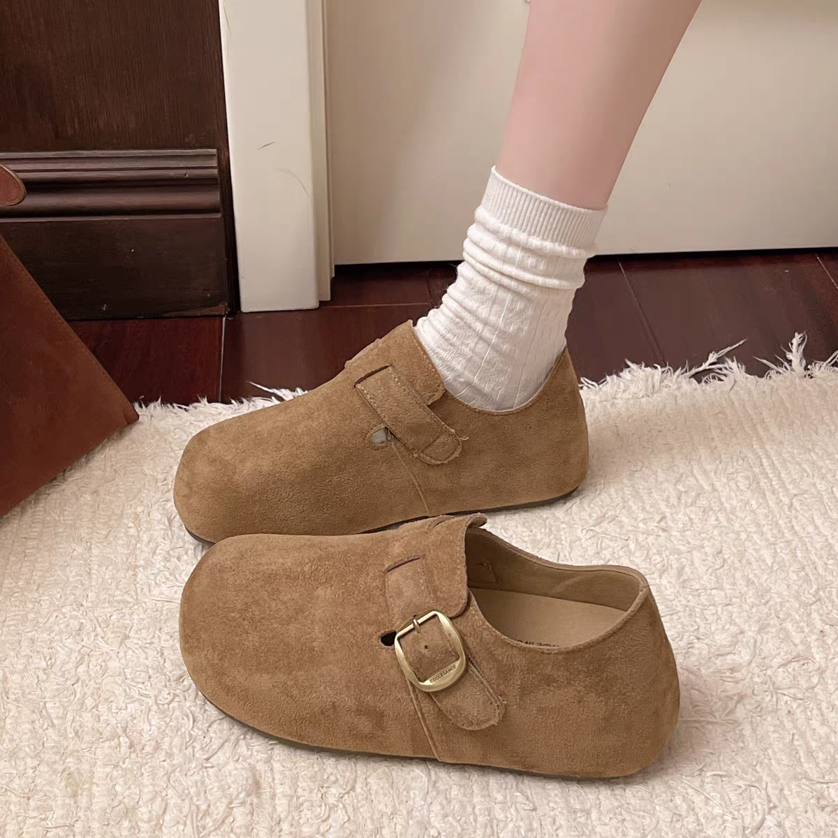 厚底内增高勃肯鞋女全包2025新款秋冬加绒真皮大头单鞋丑萌豆豆鞋,女鞋,勃肯鞋/软木鞋,淘宝优惠券,粉丝福利购,淘宝优惠卷