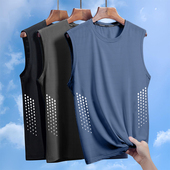 圆领无袖 冰丝背心男透气速干运动休闲宽坎肩外穿男士 t恤 精选