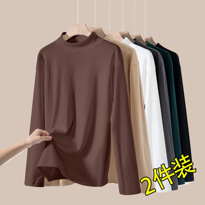 【甄选】德绒半高领打底衫男士双面加绒内搭长袖T恤潮流保暖内衣
