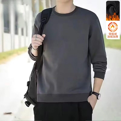 套头卫衣男秋冬季2025新款青少年男款宽松加绒重磅无帽外套百搭