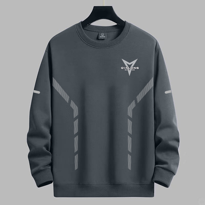 卫衣男士春秋款2024新款圆领宽松秋季无帽上衣青少年长袖男款外套