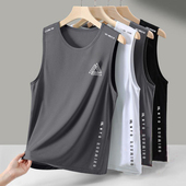 宽肩训练无袖 冰丝透气背心运动健身打底衫 t恤坎肩 男士 夏季