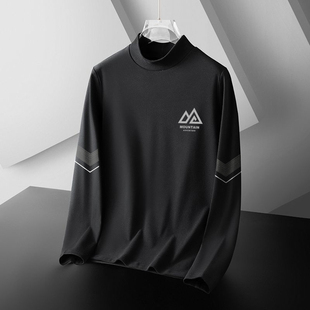 男长袖 双面绒秋冬季 内搭保暖打底衫 商务修身 t恤 上衣半高领男女款